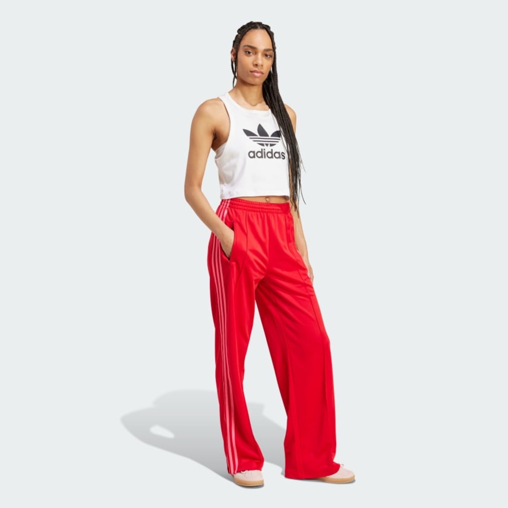 adidas Red Track Pants with White Stripes